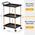 Kitchen Plastic Black Cart with Movbable Wheels